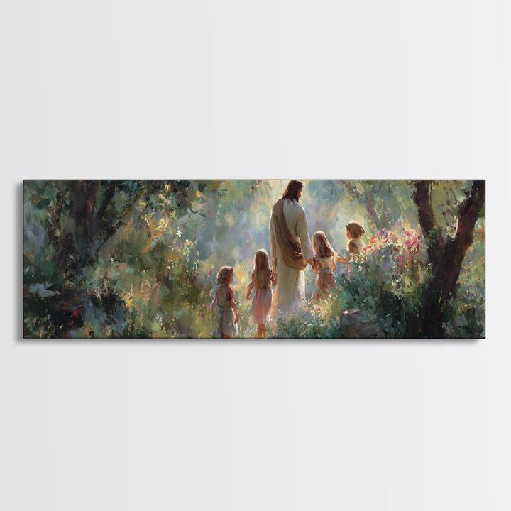 Garden Of Grace – Framed Canvas Print – Christian Art Canvas – Christian Wall Art – Jesus Painting – Panoramic Wall Art – Christian Christm