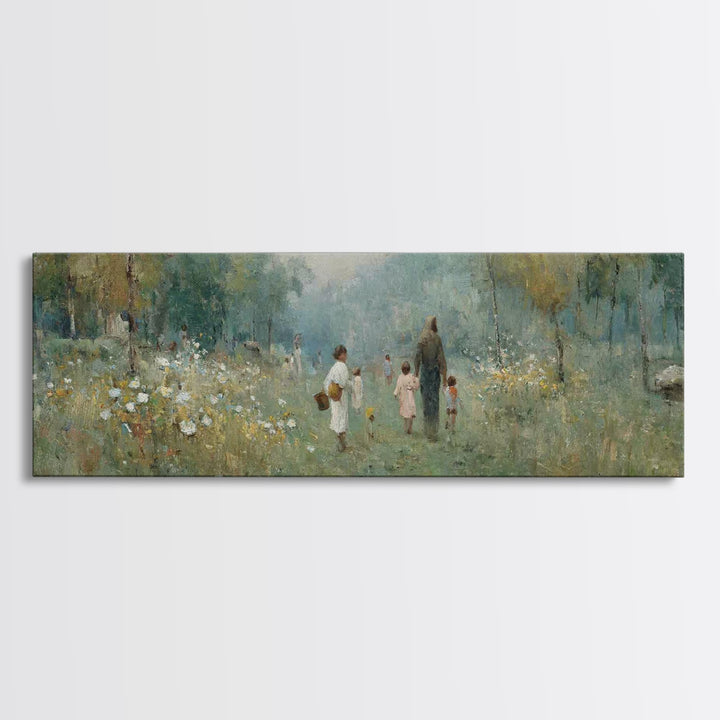 Morning Of Blessing, Framed Canvas Print, Christian Wall Art, Christian Art Canvas, Jesus Painting, Extra Wide Art, Christian Christmas Art