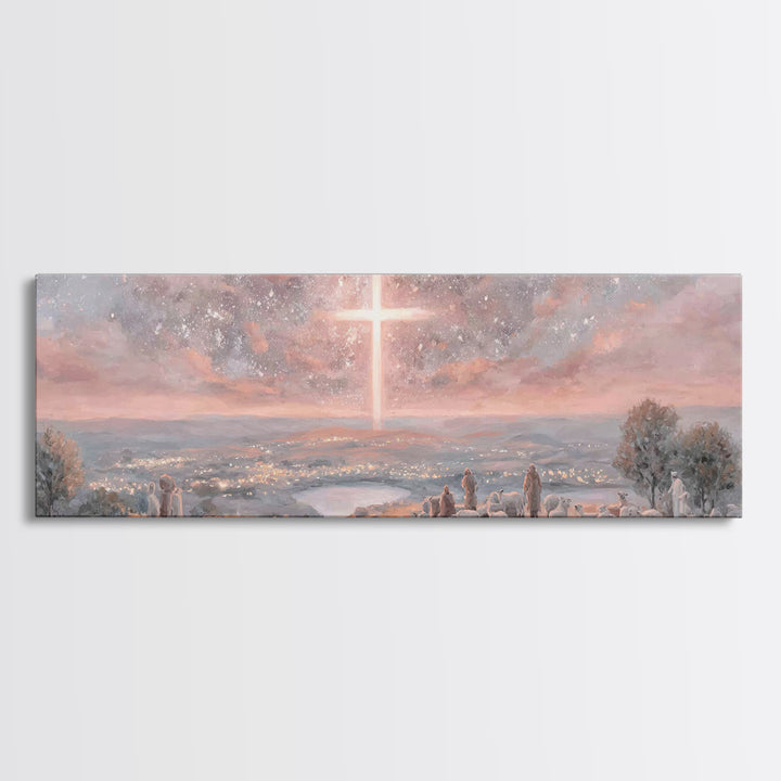 Star Of Salvation, Framed Canvas Print, Christian Art Canvas, Christmas Art, Panoramic Print, Christian Wall Art, Christian Christmas Art