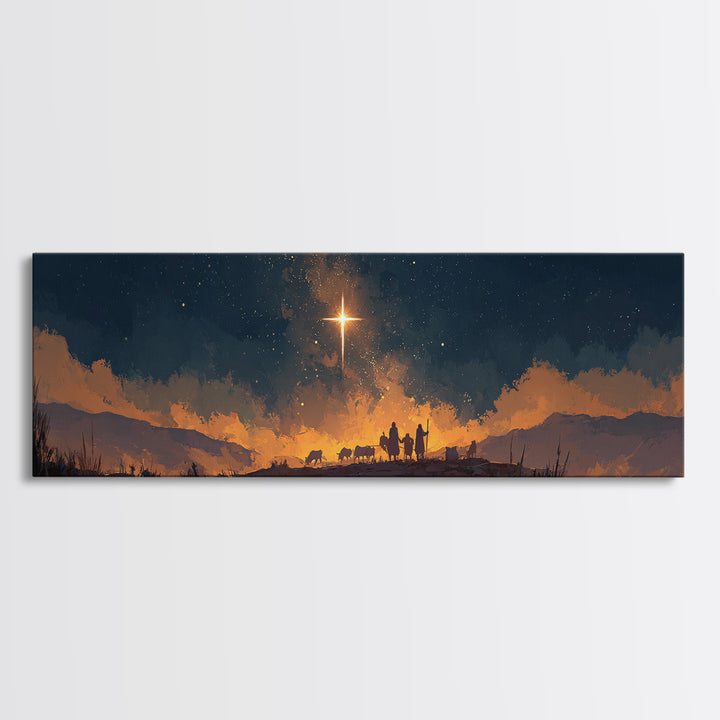Holy Night Horizon | Framed Canvas Print | Christian Wall Art | Panoramic Painting | Christmas Art | Christian Art Canvas | Christian Chris