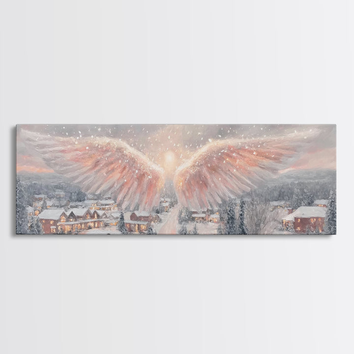 Angel Of Peace – Framed Canvas Print – Christian Wall Art – Panoramic Frame – Christian Art Print – Christmas Art – Christian Decorations