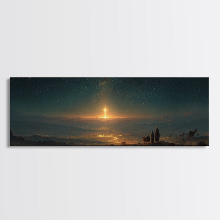 Eternal Dawn Cross – Framed Canvas Print – Panoramic Art – Christian Wall Art – Christmas Art – Christian Art Canvas – Christian Christmas