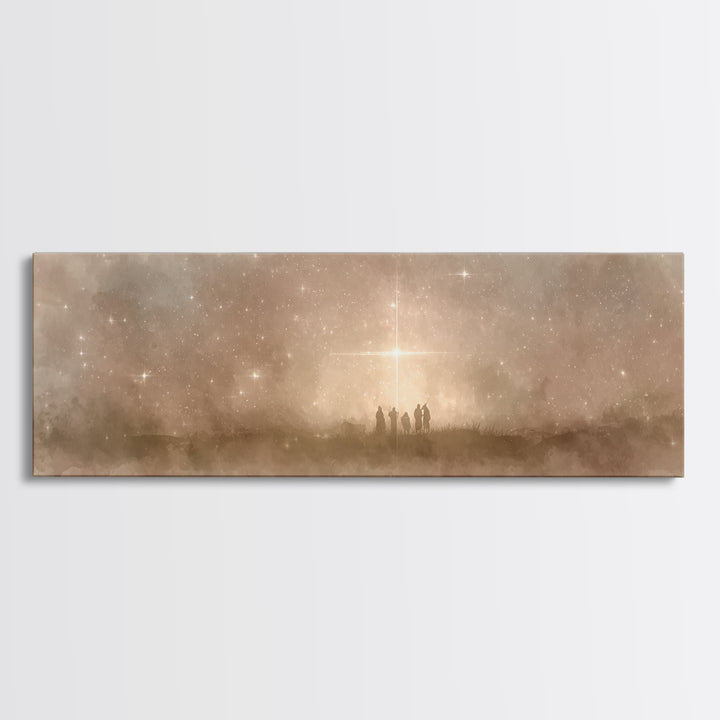 Radiant Bethlehem Sky | Framed Canvas Print | Christian Art Canvas | Panoramic Art | Christmas Art | Christian Wall Art | Christian Christm