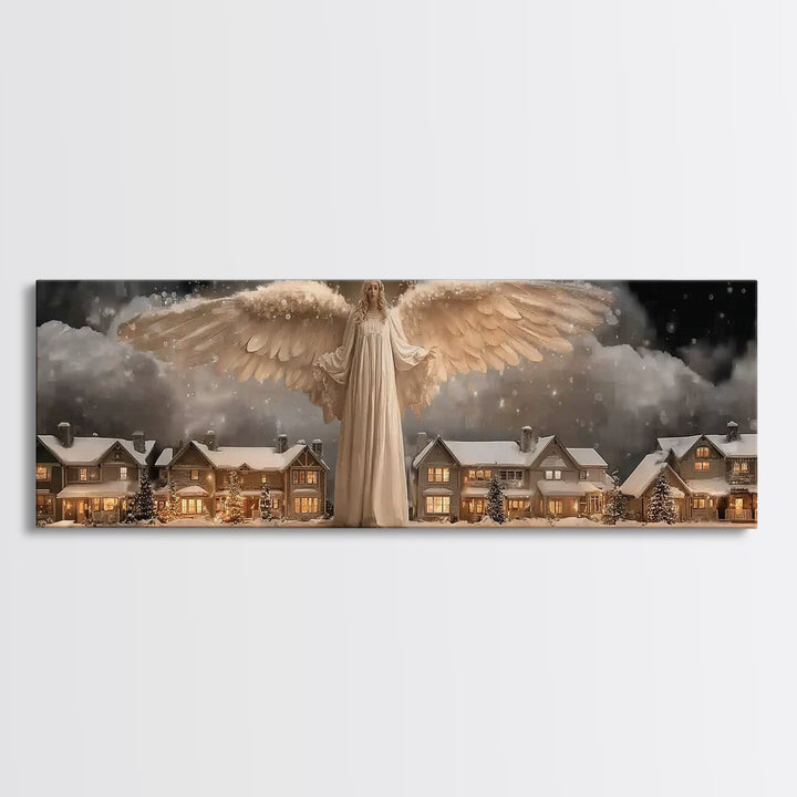 Wings Of Dawn, Framed Canvas Print, Christian Art Canvas, Panoramic Painting, Christmas Art, Christian Art Gift, Unique Christian Art