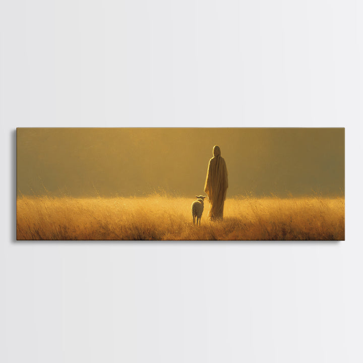 Fields Of Mercy | Framed Canvas Print | Christian Art Canvas | Panoramic Wall Art | Jesus Painting | Christian Wall Art | Christmas Art