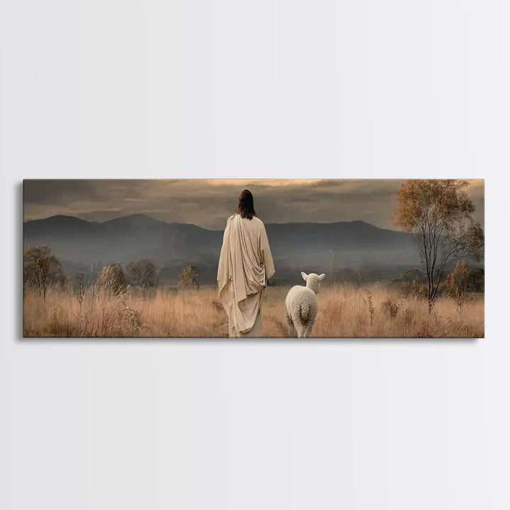Hillside of Peace – Framed Canvas Print – Christian Art – Jesus Painting – Panoramic Art – Christian Wall Art – Christmas Art Print
