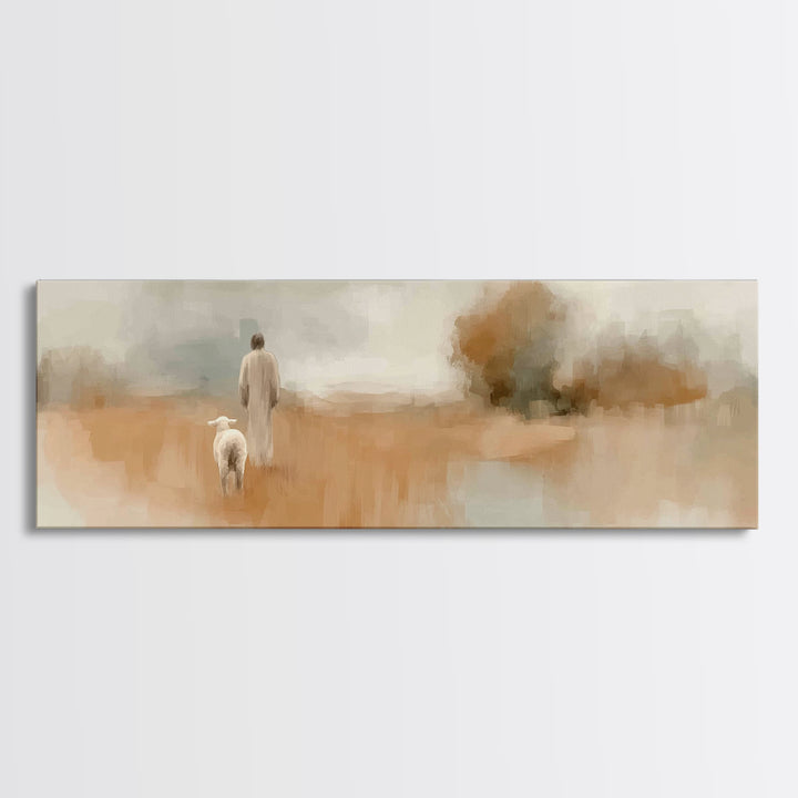 Soft Dawn Promise | Framed Canvas Print | Jesus Painting | Panoramic Painting | Christian Wall Art | Christian Art Canvas | Christmas Art