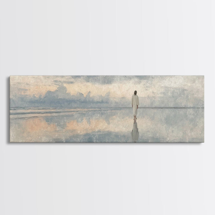 Heaven’s Gentle Light – Framed Canvas Print – Christian Art Canvas – Christian Wall Art – Panoramic Art – Jesus Painting – Christmas Art