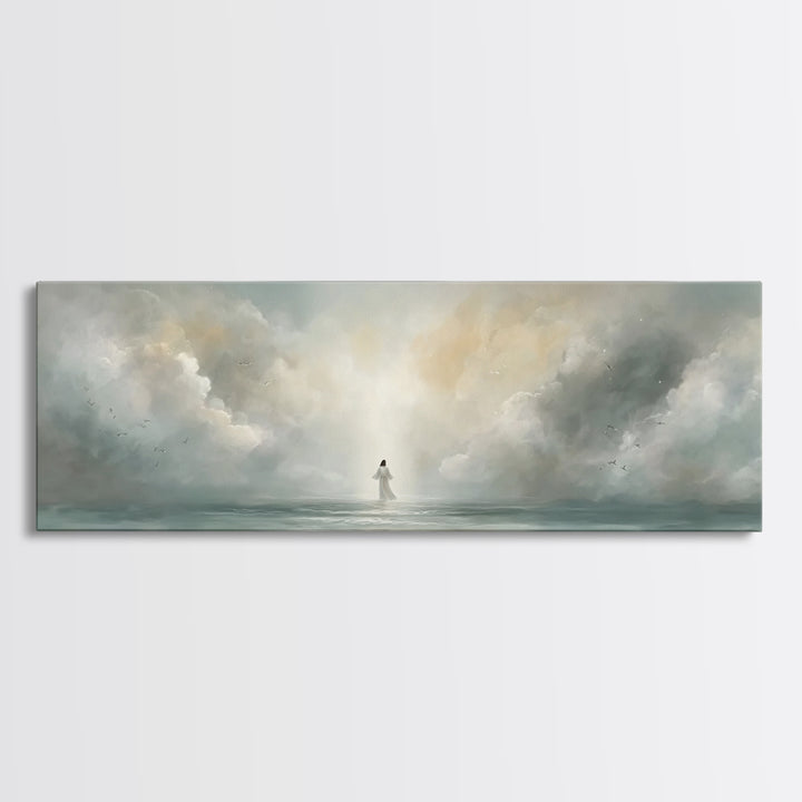 Harbor Of Calling, Framed Canvas Print, Christian Art Canvas, Christian Wall Art, Panoramic Wall Art, Jesus Painting, Christmas Art