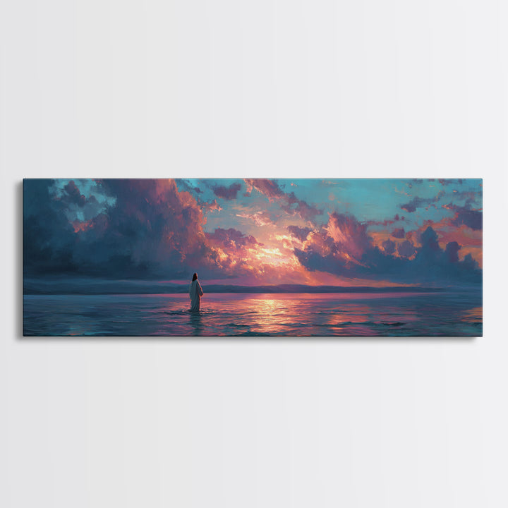 Glory In The Clouds – Framed Canvas Print – Panoramic Art – Christian Wall Art – Jesus Painting – Christian Art Canvas – Christmas Art