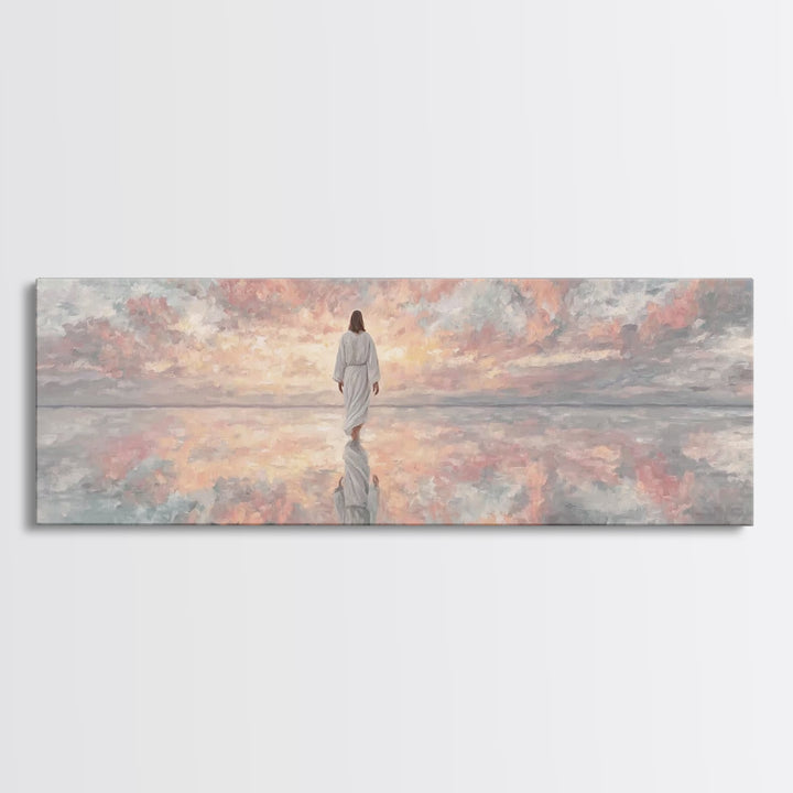 Heaven’s Gentle Dawn | Framed Canvas Print | Panoramic Painting | Christian Art Canvas | Jesus Painting | Christian Wall Art | Christmas Ar