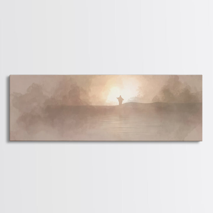 Light Of Grace, Framed Canvas Print, Panoramic Wall Art, Christian Art Canvas, Christian Wall Art, Jesus Painting, Christmas Art