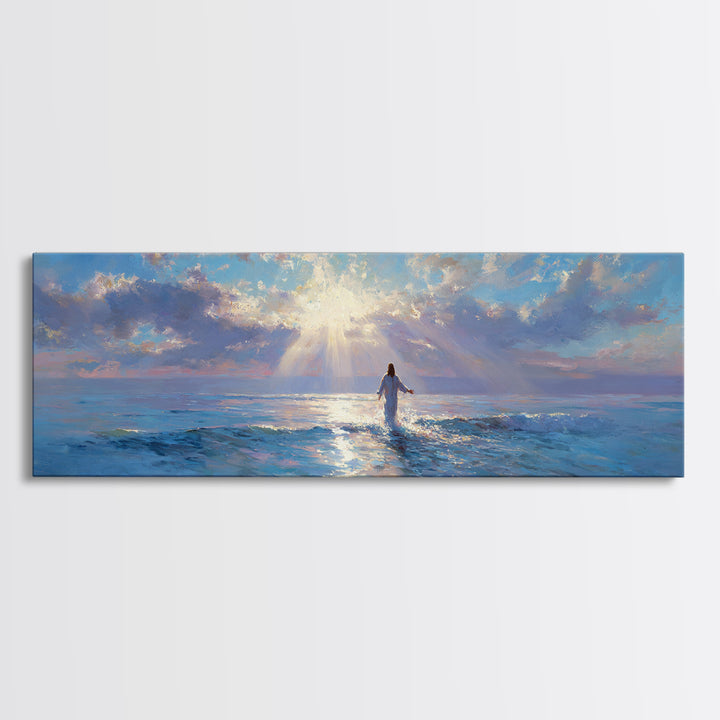 Soft Horizon Blessing – Framed Canvas Print – Panoramic Frame – Christian Art Canvas – Christian Wall Art – Jesus Painting – Christmas Art