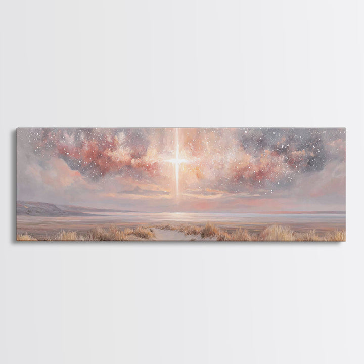 Desert Grace Light, Framed Canvas Print, Christian Art Canvas, Christian Wall Art, Panoramic Wall Art, Christmas Art, Christian Decor