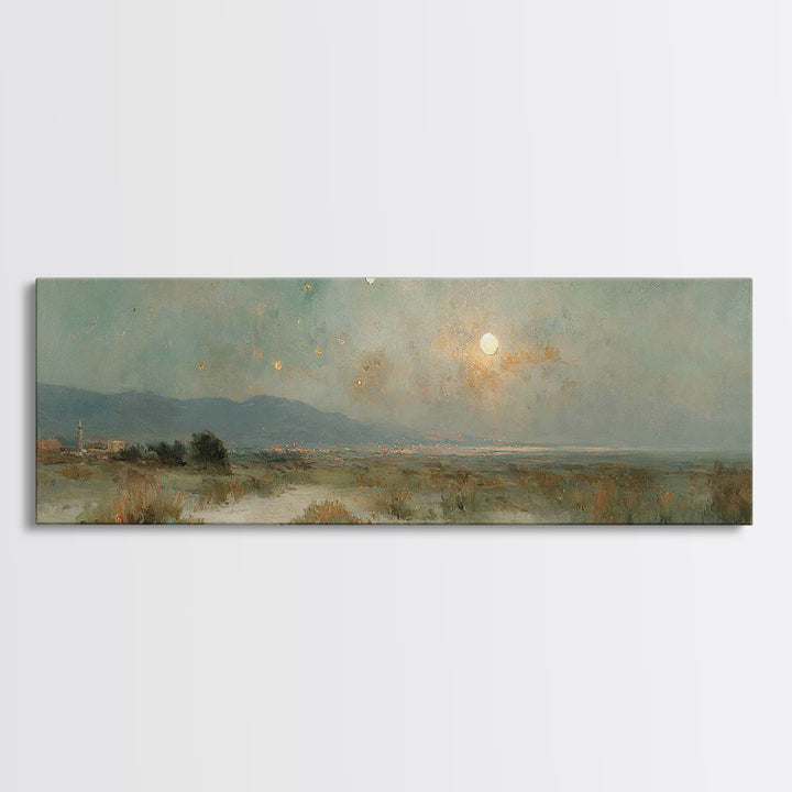 Holy Night Horizon – Framed Canvas Print – Christian Art – Christmas Wall Art – Panoramic Painting – Christian Decorations – Christian Art