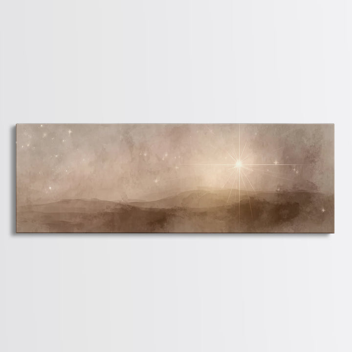 Bethlehem Glow, Framed Canvas Print, Christian Christmas Art, Panoramic Art, Christian Art Canvas, Christmas Wall Art, Christian Decor For