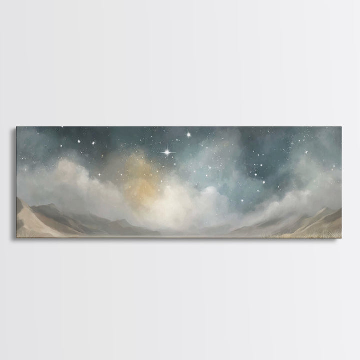 Sacred Star Rising | Framed Canvas Print | Christian Wall Art | Christmas Art | Panoramic Frame | Christian Art Print | Christian Gift Idea