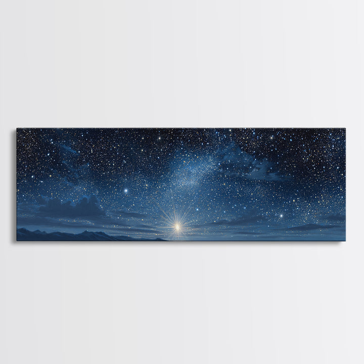 Night Of Wonder | Framed Canvas Print | Christian Christmas Art | Panoramic Art | Christian Art Canvas | Christmas Wall Art | Christian Dec