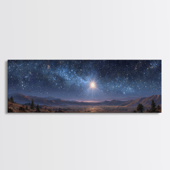 Heavenly Starland – Framed Canvas Print – Panoramic Painting – Christian Wall Art – Christian Christmas Art – Christian Art Canvas – Christ