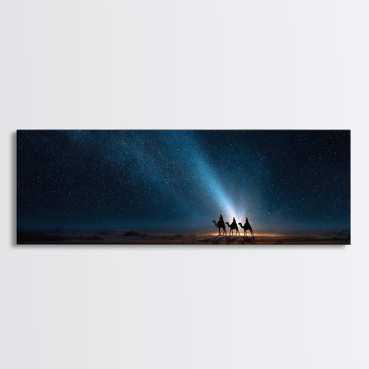 Bethlehem Night Journey | Framed Canvas Print | Christian Wall Art | Panoramic Wall Art | Christmas Art | Christian Art Canvas | Jesus Pain