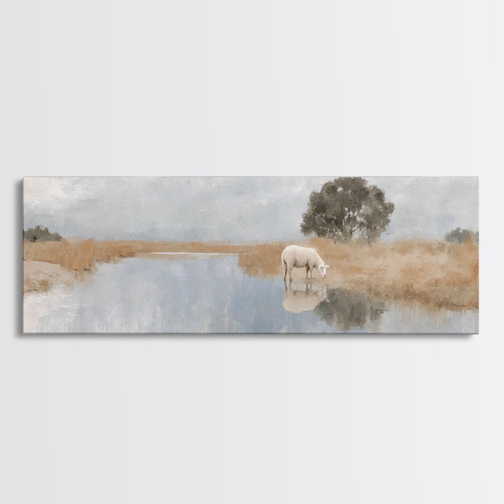 Shepherd’s Quiet Light | Framed Canvas Print | Christian Wall Art | Panoramic Art | Christian Art Canvas | Christmas Art | Jesus Painting |