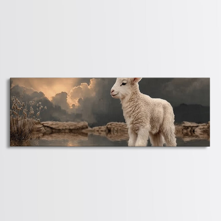 Lamb Of Dawn – Framed Canvas Print – Panoramic Print – Christian Wall Art – Christian Art Canvas – Christian Art – Christian Gift – Christi