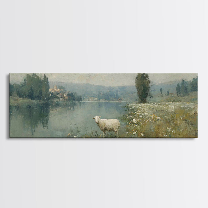 Pasture Of Grace, Framed Canvas Print, Panoramic Frame, Christian Art, Christian Wall Art, Christian Art Canvas, Christian Gift, Christian