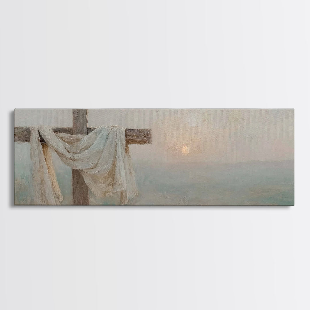 Risen Hope Cross, Framed Canvas Print, Panoramic Art, Christian Wall Art, Christian Art Canvas, Christian Art, Christian Gift, Christian Pa
