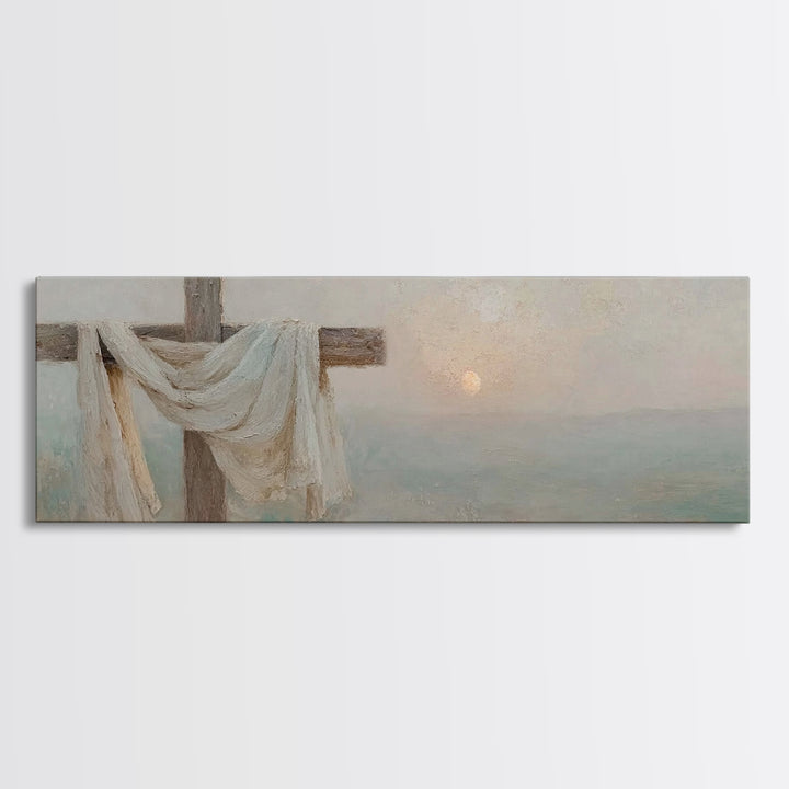Risen Hope Cross, Framed Canvas Print, Panoramic Art, Christian Wall Art, Christian Art Canvas, Christian Art, Christian Gift, Christian Pa