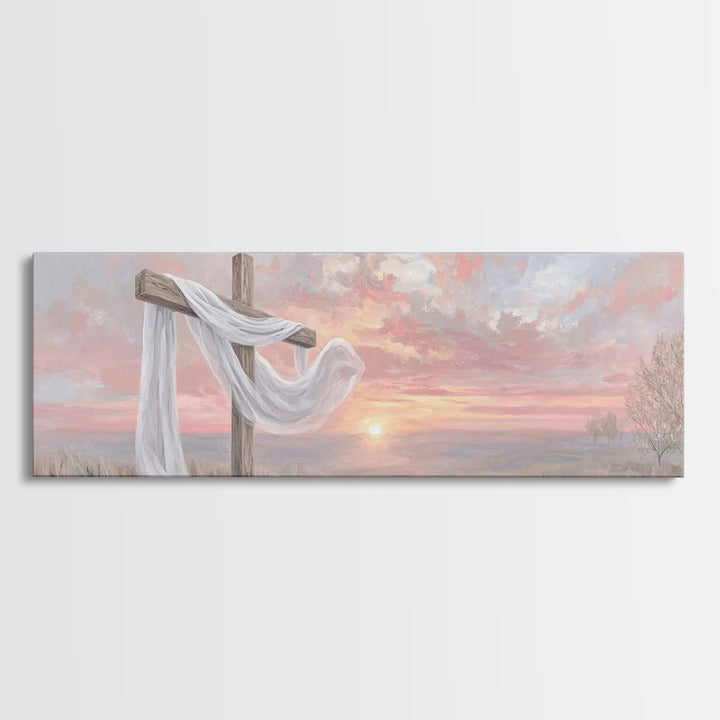 Easter Dawn Promise | Framed Canvas Print | Panoramic Print | Christian Art | Christian Art Canvas | Christian Wall Art | Christian Gift |