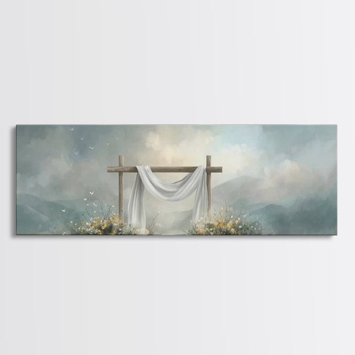 Dawn Of Mercy – Framed Canvas Print – Panoramic Wall Art – Christian Wall Art – Christian Art Canvas – Jesus Painting – Christian Decor