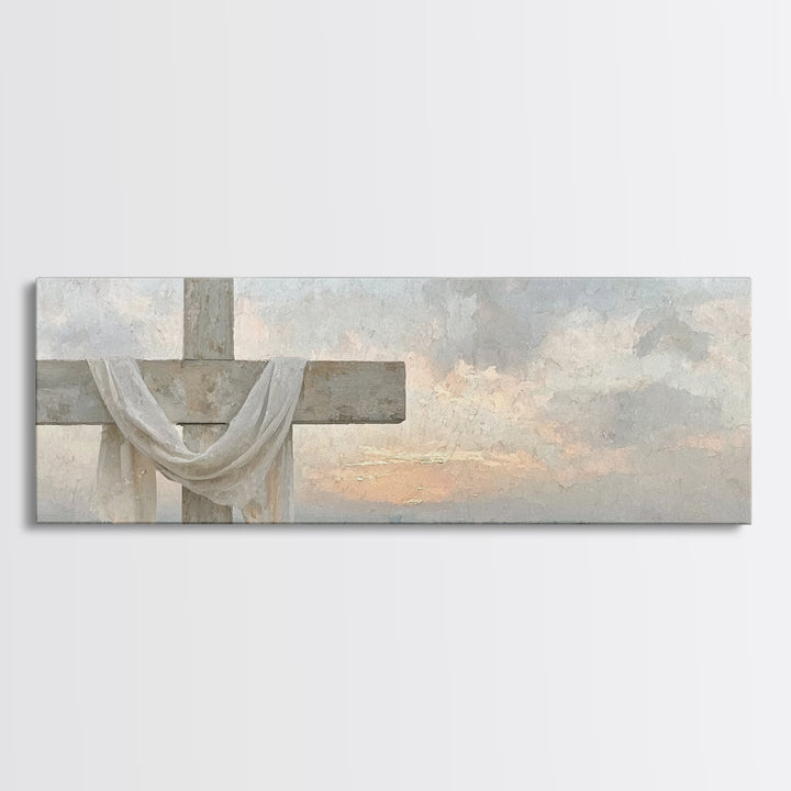 Grace In Bloom, Framed Canvas Print, Panoramic Art, Christian Art Print, Modern Christian Art, Christian Painting, Christmas Art