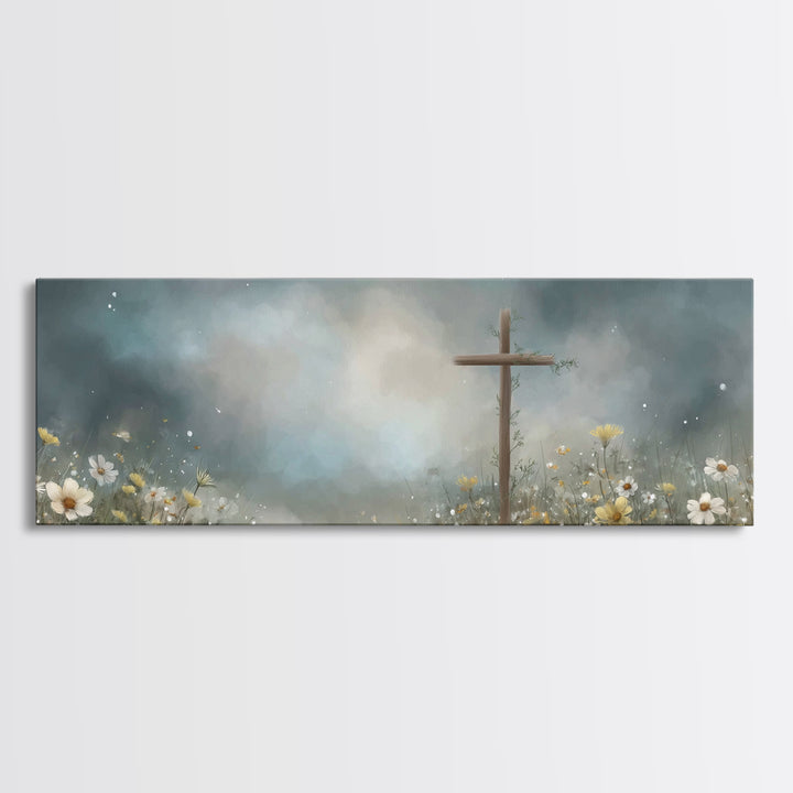 Stormlight Hope, Framed Canvas Print, Panoramic Painting, Moody Christian Art, Christian Art Work, Christian Canvas Art, Jesus Painting