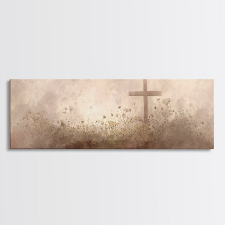 Morning Of Stillness – Framed Canvas Print – Panoramic Frame – Christian Art Canvas – Subtle Christian Paintings – Christian Decor – Jesus