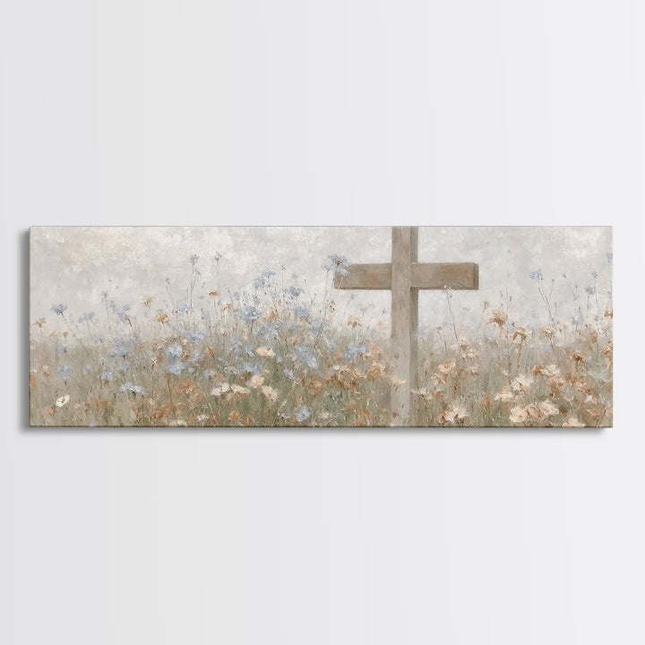 Gentle Faith Field, Framed Canvas Print, Panoramic Wall Art, Christian Art Canvas, Minimalist Christian Art, Christian Decoration, Large Ch