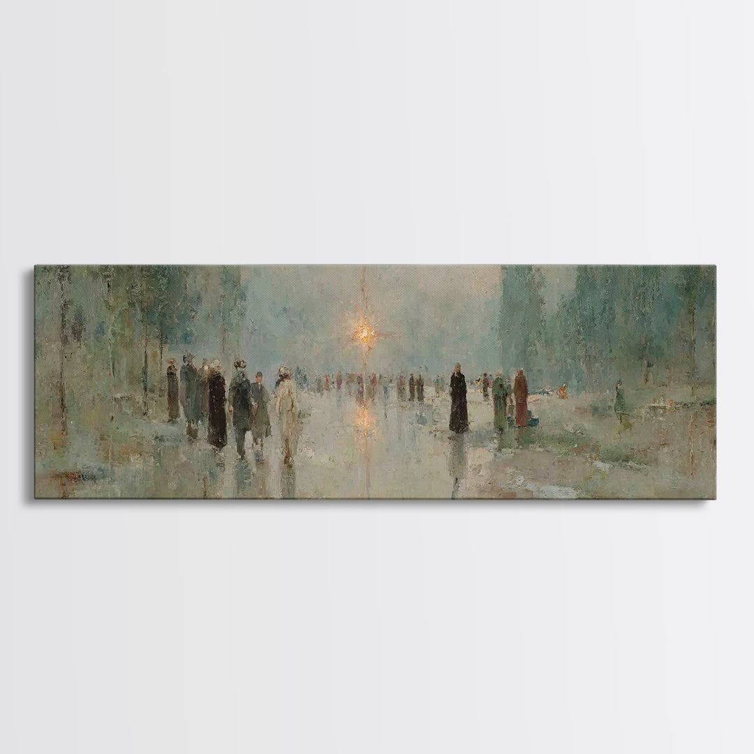 Pilgrims In Light – Framed Canvas Print – Panoramic Painting – Christian Art Print – Vintage Christian Art – Christian Wall Art – Christmas