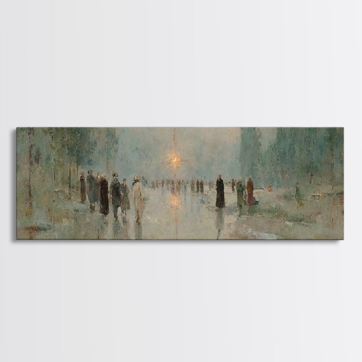 Pilgrims In Light – Framed Canvas Print – Panoramic Painting – Christian Art Print – Vintage Christian Art – Christian Wall Art – Christmas