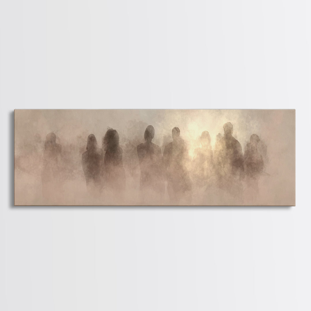 Clouds Of Witnesses | Framed Canvas Print | Panoramic Painting | Christian Art Print | Subtle Christian Art | Christian Wall Art | Vintage