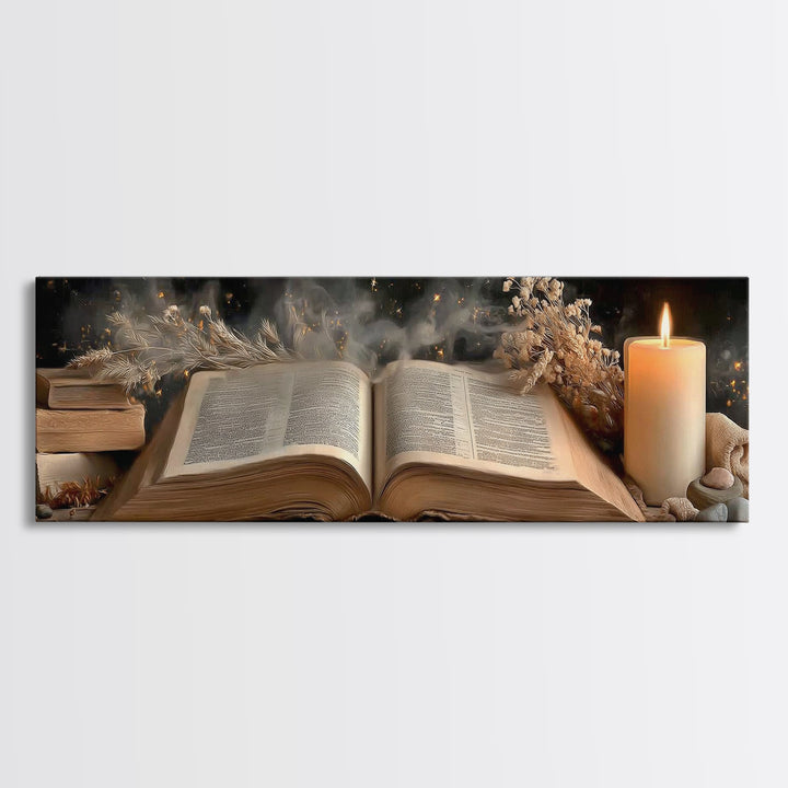 Night Watch Bible – Framed Canvas Print – Panoramic Print – Christian Art Work – Christian Wall Art – Modern Christian Art – Christian Gift