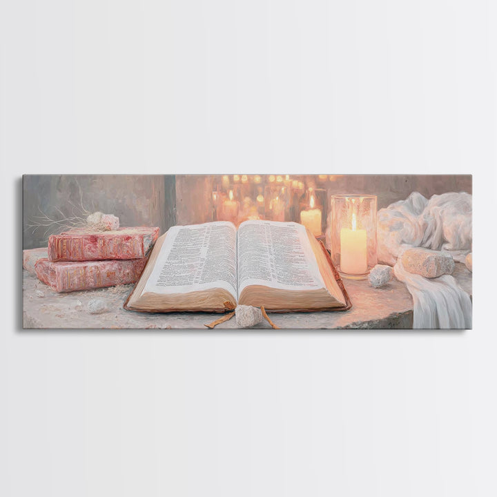 The Sacred Word – Framed Canvas Print – Christian Wall Art – Christian Art Canvas – Panoramic Art – Christmas Art – Christian Decor