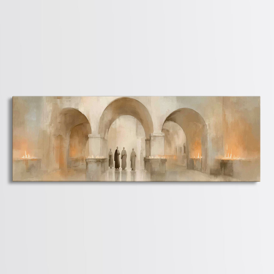 Sacred Procession – Framed Canvas Print – Christian Wall Art – Panoramic Art – Christian Art Canvas – Christmas Art – Christian Decorations