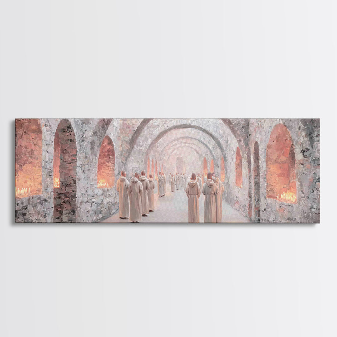Quiet Reverence | Framed Canvas Print | Christian Art Canvas | Panoramic Painting | Christian Wall Art | Christmas Art | Christian Decor