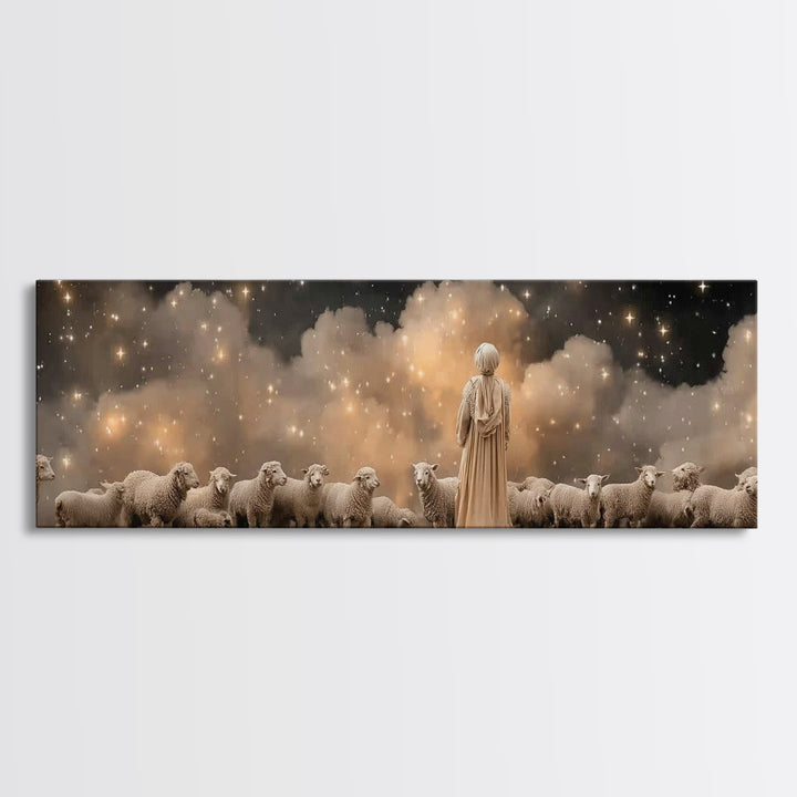 Shepherd’s Wonder – Framed Canvas Print – Christian Christmas Art – Panoramic Wall Art – Christian Art Canvas – Jesus Art Print – Christmas