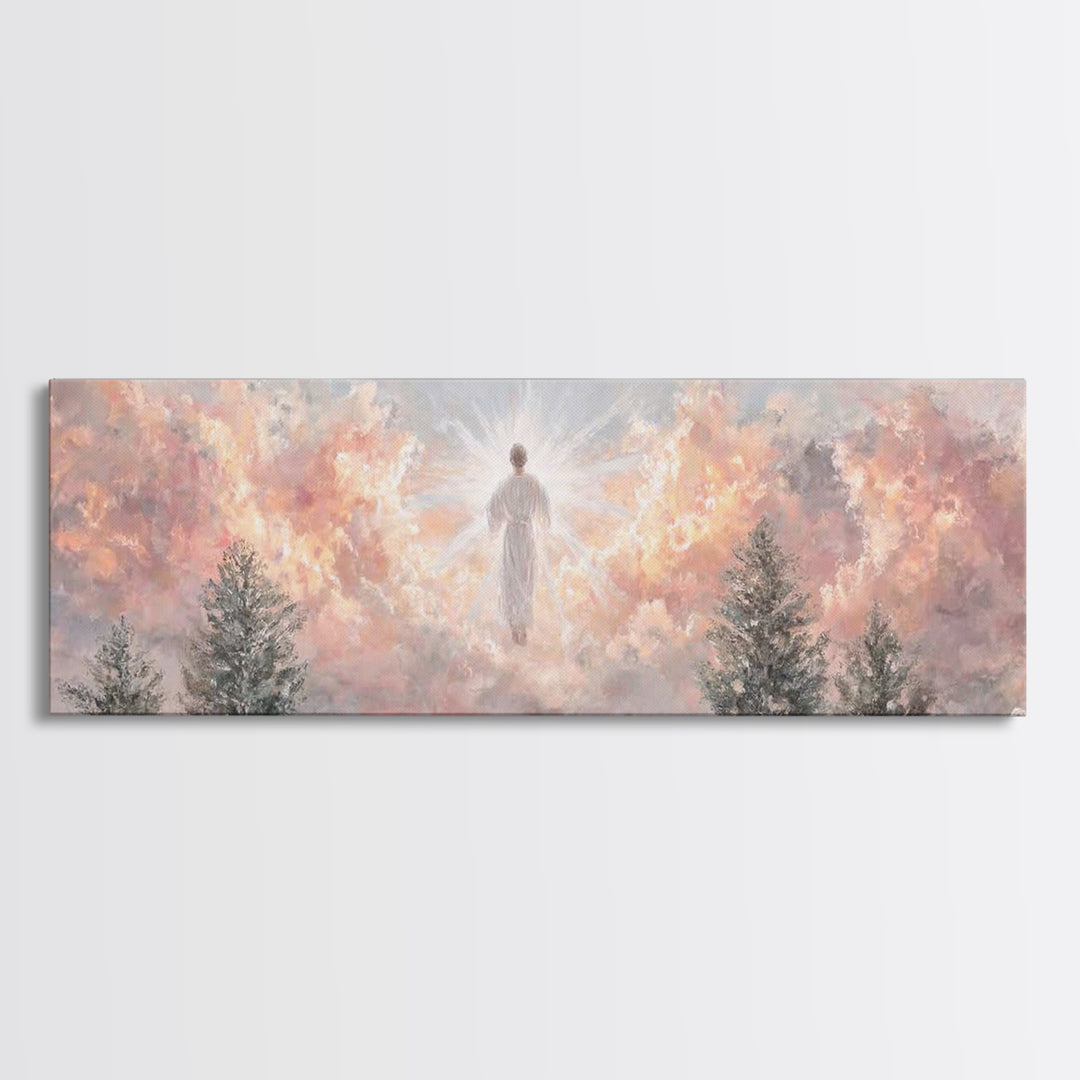 Risen In Glory – Framed Canvas Print – Panoramic Art – Christian Wall Art – Jesus Painting – Christian Art Canvas – Christian Christmas Art