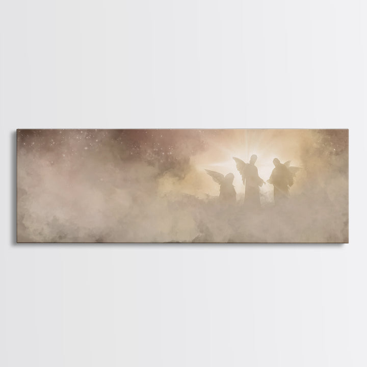 Heavenly Radiance | Framed Canvas Print | Panoramic Wall Art | Christian Art Canvas | Christmas Art | Christian Painting | Christian Decora
