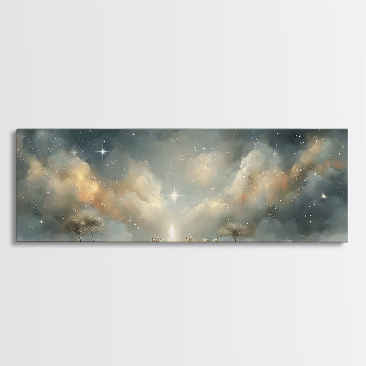 Star Of Salvation – Framed Canvas Print – Panoramic Wall Art – Christian Christmas Art – Christian Art Canvas – Christian Painting – Christ