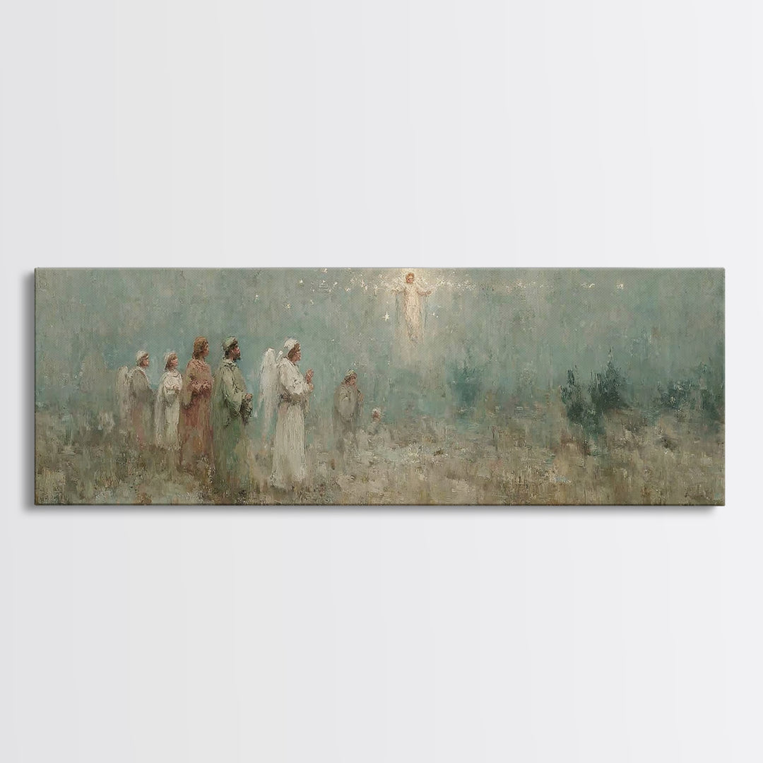 Angelic Herald, Framed Canvas Print, Panoramic Painting, Christian Art Canvas, Christian Wall Art, Christian Christmas Art, Jesus Art Print
