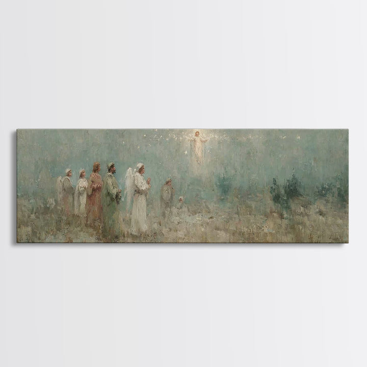 Angelic Herald, Framed Canvas Print, Panoramic Painting, Christian Art Canvas, Christian Wall Art, Christian Christmas Art, Jesus Art Print