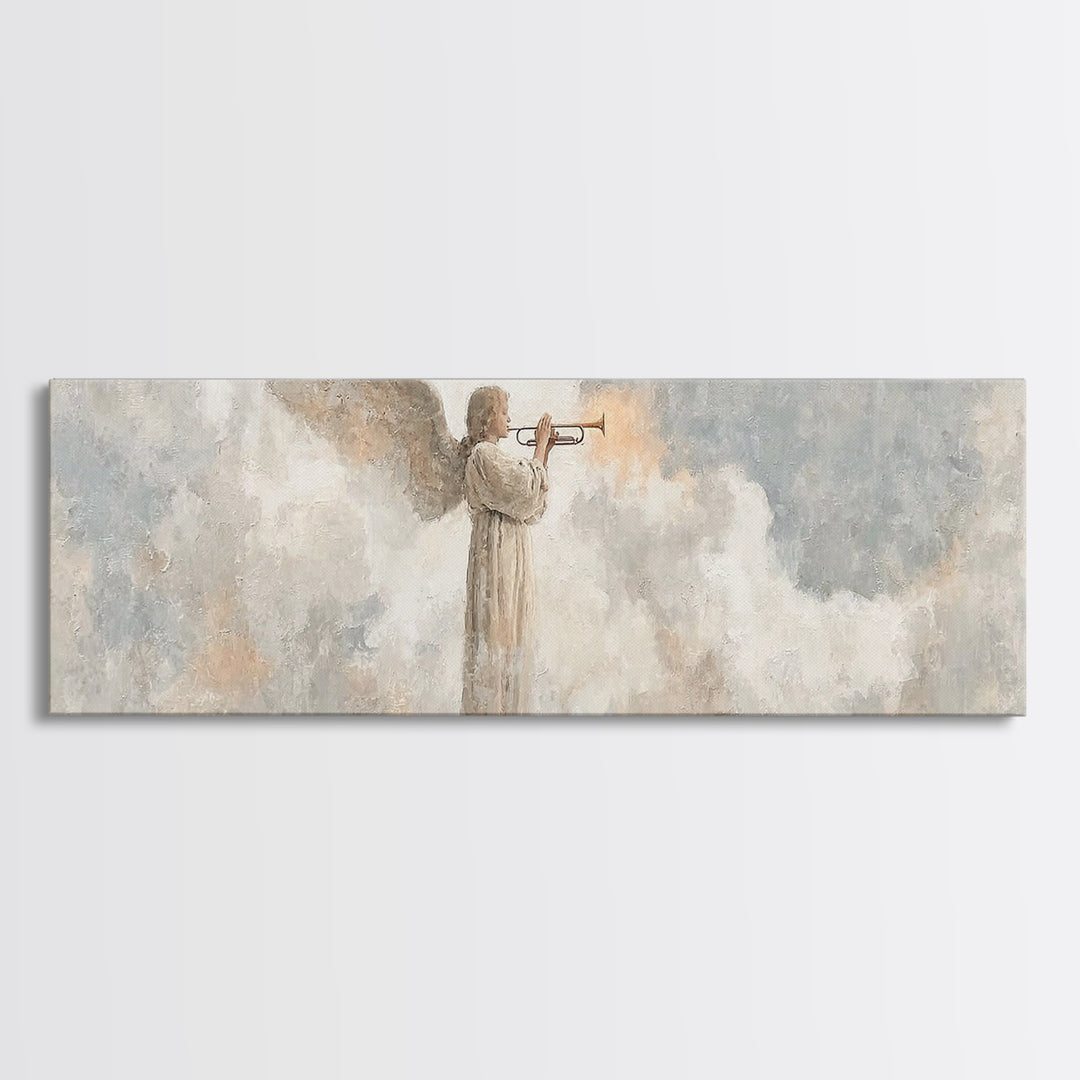 Trumpet Of Dawn – Framed Canvas Print – Panoramic Frame – Christian Art Canvas – Christian Wall Art – Christmas Art – Christian Gifts