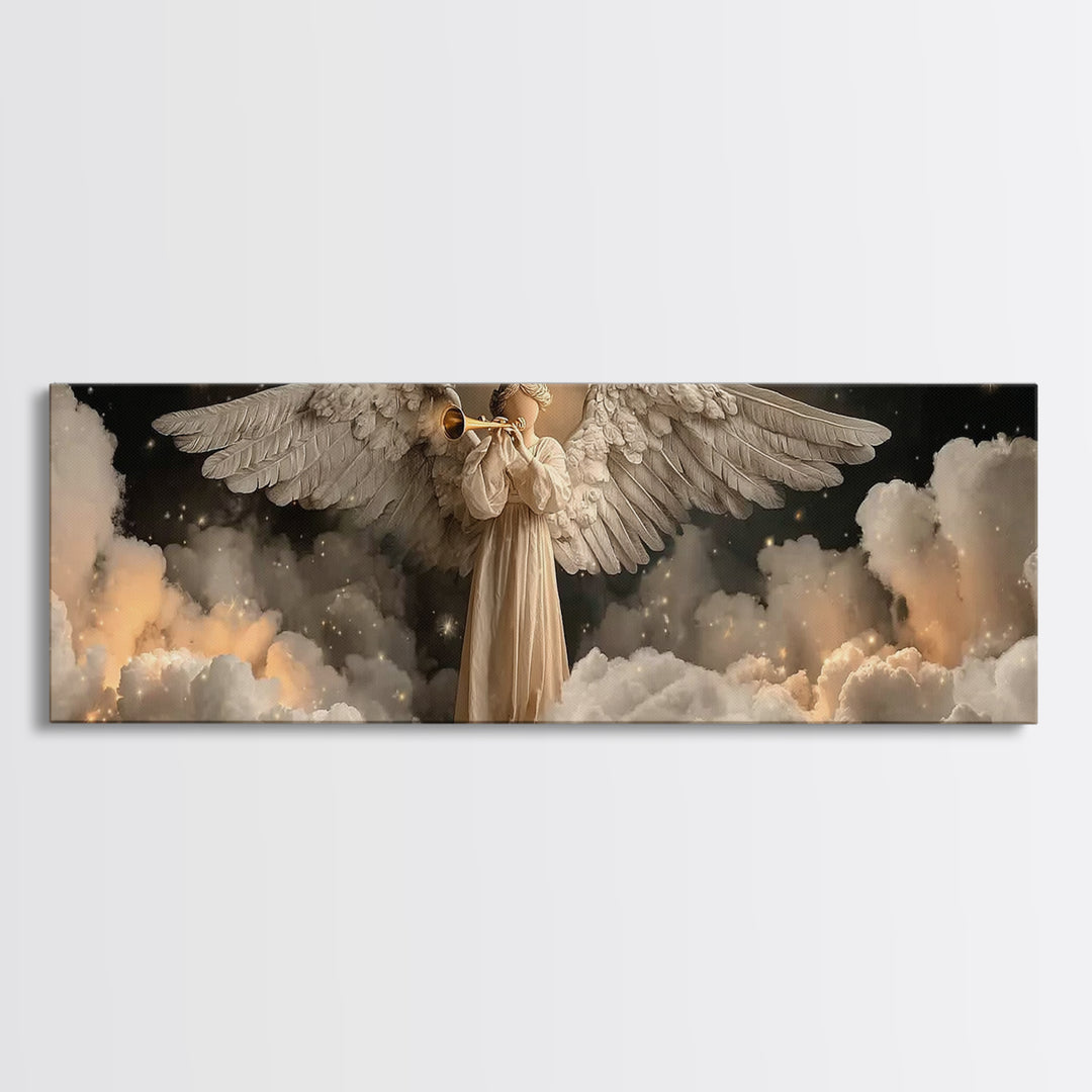 Trumpet Of Dawn – Framed Canvas Print – Christian Art – Christian Christmas Art – Panoramic Painting – Christian Wall Art – Christian Gift